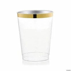 Promo 🎉 10 oz. Clear with Metallic Gold Rim Round Tumblers (126 Cups) 😉