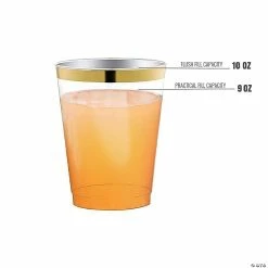 Promo 🎉 10 oz. Clear with Metallic Gold Rim Round Tumblers (126 Cups) 😉 -Drinkware by "Anniversary" Shop 10 oz clear with metallic gold rim round tumblers 126 cups14274752 a03