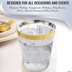 Promo 🎉 10 oz. Clear with Metallic Gold Rim Round Tumblers (126 Cups) 😉 -Drinkware by "Anniversary" Shop 10 oz clear with metallic gold rim round tumblers 126 cups14274752 a05