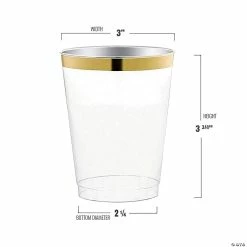 New 🔔 10 oz. Clear with Metallic Gold Rim Round Tumblers (336 Cups) 👏 -Drinkware by "Anniversary" Shop 10 oz clear with metallic gold rim round tumblers 336 cups14274753 a02