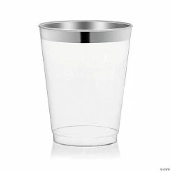 Cheap 👍 10 oz. Clear with Metallic Silver Rim Round Tumblers (126 Cups) 💯