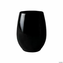 Best deal 👍 12 oz. Black Elegant Stemless Plastic Wine Glasses (32 Glasses) 👍
