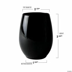 Drinkware by "Anniversary" Shop -Drinkware by "Anniversary" Shop 12 oz black elegant stemless plastic wine glasses 32 glasses14274418 a01