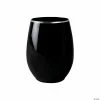 New 🧨 12 oz. Black with Silver Elegant Stemless Plastic Wine Glasses (32 Glasses) ❤️
