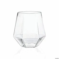 Budget 🛒 12 oz. Clear Hexagonal Stemless Plastic Wine Goblets (32 Glasses) 🎁