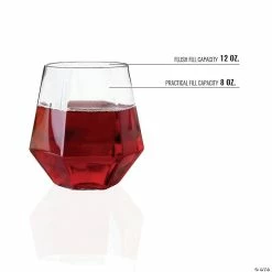 Budget 🛒 12 oz. Clear Hexagonal Stemless Plastic Wine Goblets (32 Glasses) 🎁 -Drinkware by "Anniversary" Shop 12 oz clear hexagonal stemless plastic wine goblets 32 glasses14274417 a02