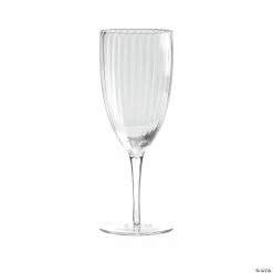 Promo 👏 12 oz. Clear Stripe Round Disposable Plastic Wine Flutes (16 Wine Flutes) 👍