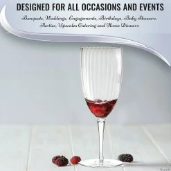 Promo 👏 12 oz. Clear Stripe Round Disposable Plastic Wine Flutes (16 Wine Flutes) 👍 -Drinkware by "Anniversary" Shop 12 oz clear stripe round disposable plastic wine flutes 16 wine flutes14273806 a04