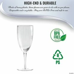 Discount 😉 12 oz. Clear Stripe Round Disposable Plastic Wine Flutes (48 Wine Flutes) 🤩 -Drinkware by "Anniversary" Shop 12 oz clear stripe round disposable plastic wine flutes 48 wine flutes14273807 a03