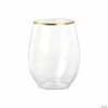 Cheap 🧨 12 oz. Clear with Gold Elegant Stemless Plastic Wine Glasses (32 Glasses) 🤩 -Drinkware by "Anniversary" Shop 12 oz clear with gold elegant stemless plastic wine glasses 32 glasses14274291