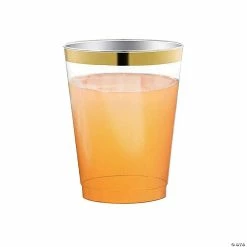 Drinkware by "Anniversary" Shop -Drinkware by "Anniversary" Shop 12 oz clear with metallic gold rim round tumblers 100 cups14274695 a01
