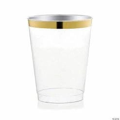 Buy โจ 12 oz. Clear with Metallic Gold Rim Round Tumblers (240 Cups) ๐