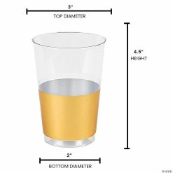 Promo 🔔 12 oz. Clear with Metallic Gold Thick Bottom Round Disposable Plastic Tumblers (90 Cups) 🌟 -Drinkware by "Anniversary" Shop 12 oz clear with metallic gold thick bottom round disposable plastic tumblers 90 cups14274225 a03