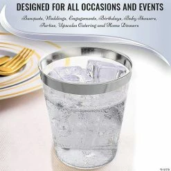 Promo ⭐ 12 oz. Clear with Metallic Silver Rim Round Tumblers (100 Cups) 🔔 -Drinkware by "Anniversary" Shop 12 oz clear with metallic silver rim round tumblers 100 cups14274697 a05