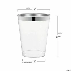 Outlet 🎉 12 oz. Clear with Metallic Silver Rim Round Tumblers (240 Cups) ⌛ -Drinkware by "Anniversary" Shop 12 oz clear with metallic silver rim round tumblers 240 cups14274698 a02