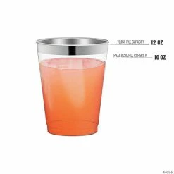 Outlet 🎉 12 oz. Clear with Metallic Silver Rim Round Tumblers (240 Cups) ⌛ -Drinkware by "Anniversary" Shop 12 oz clear with metallic silver rim round tumblers 240 cups14274698 a03