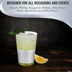 Coupon 💯 12 oz. Clear with Metallic Silver Thick Bottom Round Disposable Plastic Tumblers (90 Cups) 🤩 -Drinkware by "Anniversary" Shop 12 oz clear with metallic silver thick bottom round disposable plastic tumblers 90 cups14274224 a05