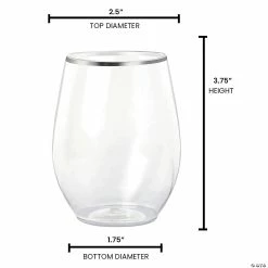 Best reviews of 💯 12 oz. Clear with Silver Elegant Stemless Plastic Wine Glasses (32 Glasses) 🎉 -Drinkware by "Anniversary" Shop 12 oz clear with silver elegant stemless plastic wine glasses 32 glasses14274222 a02