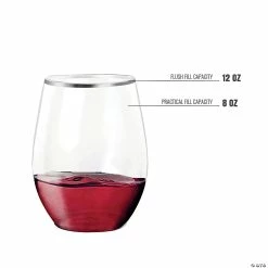 Best reviews of 💯 12 oz. Clear with Silver Elegant Stemless Plastic Wine Glasses (32 Glasses) 🎉 -Drinkware by "Anniversary" Shop 12 oz clear with silver elegant stemless plastic wine glasses 32 glasses14274222 a03