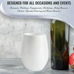 Best reviews of 👏 12 oz. Solid White Elegant Stemless Plastic Wine Glasses (32 Glasses) 🛒 -Drinkware by "Anniversary" Shop 12 oz solid white elegant stemless plastic wine glasses 32 glasses14274223 a05