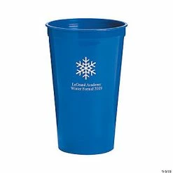 Hot Sale 🌟 Blue Winter Wonderland Personalized Plastic Tumblers - 50 Ct. 🎉