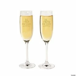 Best Pirce 😉 Personalized Script Wedding Toasting Glass Champagne Flutes - 2 Ct. 🥰