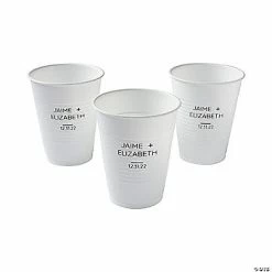 Buy ⭐ Personalized Wedding Name & Date White Plastic Cups - 40 Pc. 👏