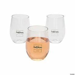Flash Sale 🌟 Personalized Last Name Stemless Plastic Wine Glasses - 48 Pc. 🤩