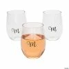 Buy 🎉 Personalized Monogram Stemless Plastic Wine Glasses - 48 Pc. ❤️ -Drinkware by "Anniversary" Shop 13963463