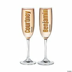 Hot Sale 🌟 Personalized Vertical Text Wedding Toasting Glass Champagne Flutes - 2 Ct. 🛒