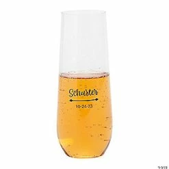 Buy ✔️ Personalized Last Name Plastic Stemless Champagne Flutes - 48 Ct. 🛒