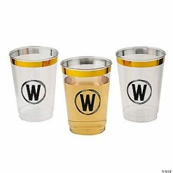 Flash Sale 😀 Personalized Monogram Gold Rim Clear Plastic Cups - 50 Ct. 🤩