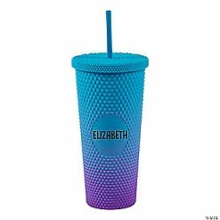 Promo 👏 Personalized Blue & Purple Plastic Tumbler with Lid & Straw 😍