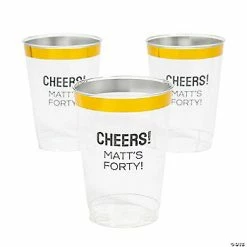 Deals ✨ Personalized Cheers Clear Plastic Cups with Gold Trim - 50 Pc. 🎉