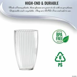 Budget 🛒 16 oz. Clear Stripe Round Disposable Plastic Tumblers (48 Tumblers) 🎉 -Drinkware by "Anniversary" Shop 16 oz clear stripe round disposable plastic tumblers 48 tumblers14273811 a03