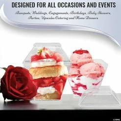 Best Pirce 🎁 3.5 oz. Clear Square Disposable Plastic Mini Cups with Lids (132 Cups) 🤩 -Drinkware by "Anniversary" Shop 3 5 oz clear square disposable plastic mini cups with lids 132 cups14274614 a05