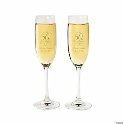Discount 😀 50th Anniversary Personalized Glass Champagne Flutes - 2 Ct. ✨