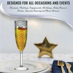 Discount 🎉 8 oz. Crystal Disposable Plastic Champagne Flutes (16 Glasses) 👏 -Drinkware by "Anniversary" Shop 8 oz crystal disposable plastic champagne flutes 16 glasses14274395 a05