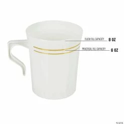 Wholesale ✔️ 8 oz. White with Gold Edge Rim Round Plastic Coffee Mugs (60 Mugs) 🔥 -Drinkware by "Anniversary" Shop 8 oz white with gold edge rim round plastic coffee mugs 60 mugs14274643 a03