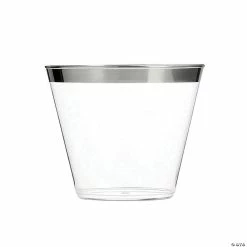 Buy ✔️ 9 oz. Clear with Metallic Silver Rim Round Disposable Plastic Cups (140 Cups) 🎉