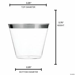 Buy ✔️ 9 oz. Clear with Metallic Silver Rim Round Disposable Plastic Cups (140 Cups) 🎉 -Drinkware by "Anniversary" Shop 9 oz clear with metallic silver rim round disposable plastic cups 140 cups14274271 a03