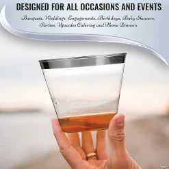 Buy ✔️ 9 oz. Clear with Metallic Silver Rim Round Disposable Plastic Cups (140 Cups) 🎉 -Drinkware by "Anniversary" Shop 9 oz clear with metallic silver rim round disposable plastic cups 140 cups14274271 a05