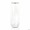 Promo 🧨 9 oz. Clear with Silver Stemless Plastic Champagne Flutes (64 Glasses) ✔️ -Drinkware by "Anniversary" Shop 9 oz clear with silver stemless plastic champagne flutes 64 glasses14274193