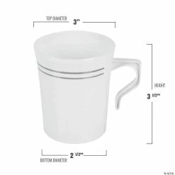 Deals ❤️ Bulk Premium 8 oz. White with Silver Edge Rim Round Plastic Coffee Mugs - 120 Ct. ❤️ -Drinkware by "Anniversary" Shop bulk premium 8 oz white with silver edge rim round plastic coffee mugs 120 ct 14109066 a02