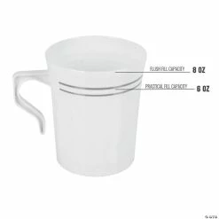 Deals ❤️ Bulk Premium 8 oz. White with Silver Edge Rim Round Plastic Coffee Mugs - 120 Ct. ❤️ -Drinkware by "Anniversary" Shop bulk premium 8 oz white with silver edge rim round plastic coffee mugs 120 ct 14109066 a03