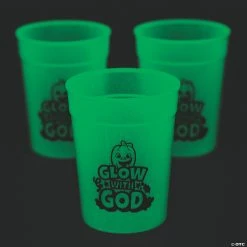 Coupon 🎉 Christian Pumpkin Glow-in-the-Dark Plastic Cups - 12 Ct. 🌟
