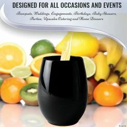 Buy 🎁 Kaya Collection 12 oz. Black Elegant Stemless Plastic Wine Glasses (64 Glasses) 🎁 -Drinkware by "Anniversary" Shop kaya collection 12 oz black elegant stemless plastic wine glasses 64 glasses14144910 a05