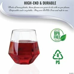 Cheap 😉 Kaya Collection 12 oz. Clear Hexagonal Stemless Plastic Wine Glass (64 Glasses) ❤️ -Drinkware by "Anniversary" Shop kaya collection 12 oz clear hexagonal stemless plastic wine glass 64 glasses14144915 a03