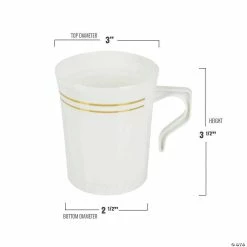 Cheap ✔️ Premium 8 oz. White with Gold Edge Rim Round Plastic Coffee Mugs -120 Ct. 😍 -Drinkware by "Anniversary" Shop premium 8 oz white with gold edge rim round plastic coffee mugs 120 ct 14109065 a02