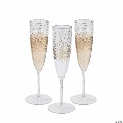 Promo ❤️ Premium Gold Dot Plastic Champagne Flutes - 25 Ct. 👏
